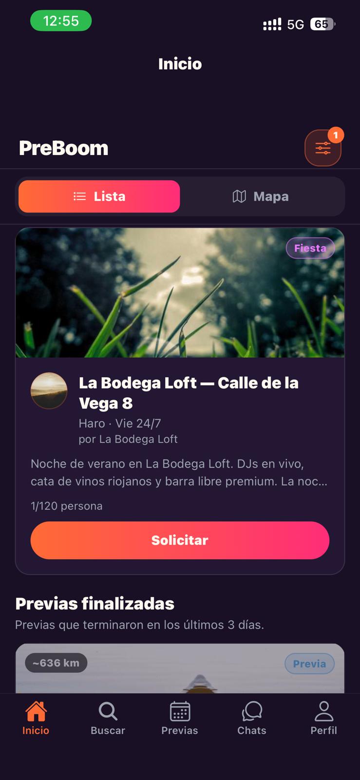 Previas solicitadas